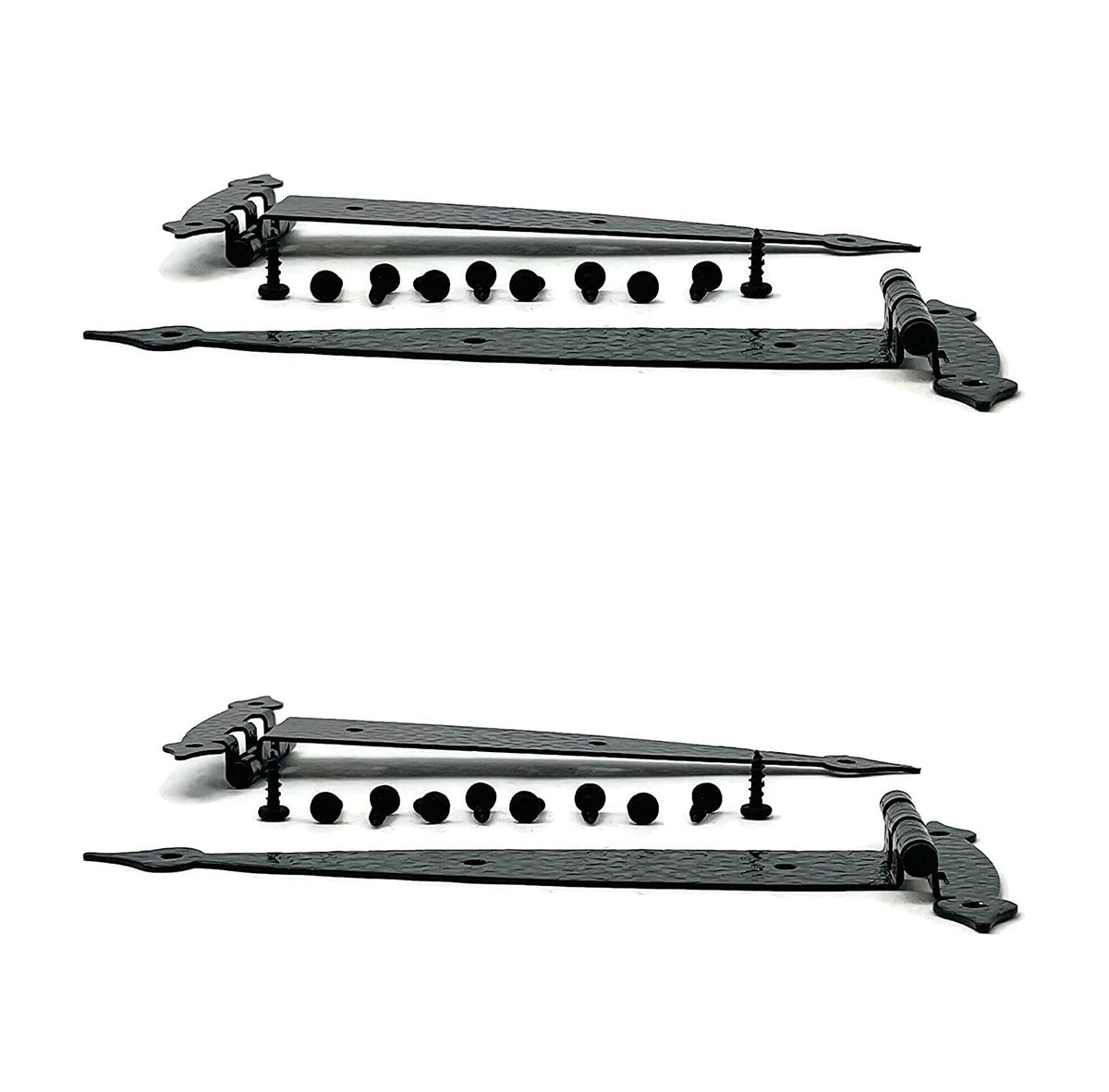 Black Colonial Flush Surface Mount Strap Hinge With Black Screws