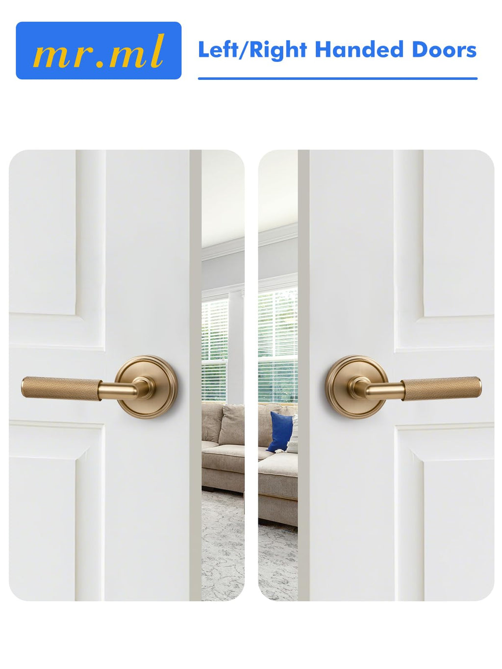 Knurled Door Lever Champagne Bronze Double Dummy Door Handle, 1 Pack