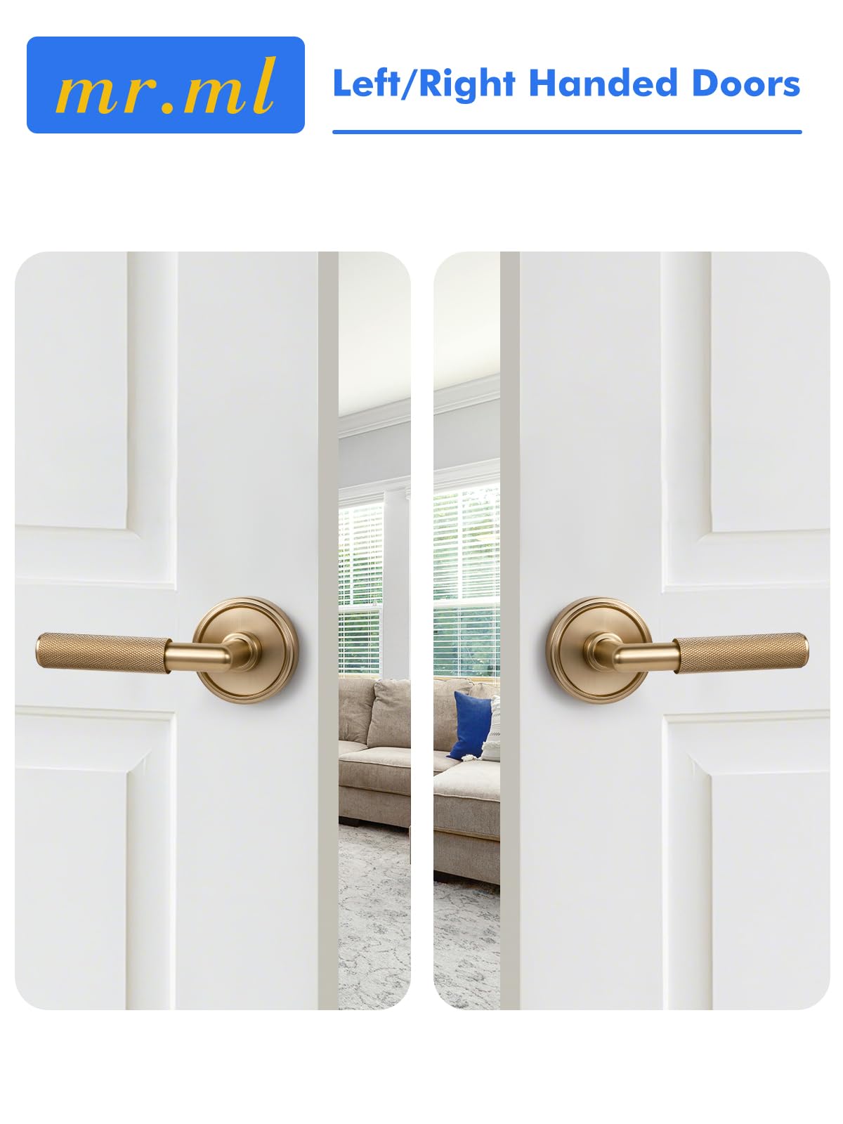 Knurled Door Lever Champagne Bronze Double Dummy Door Handle, 1 Pack