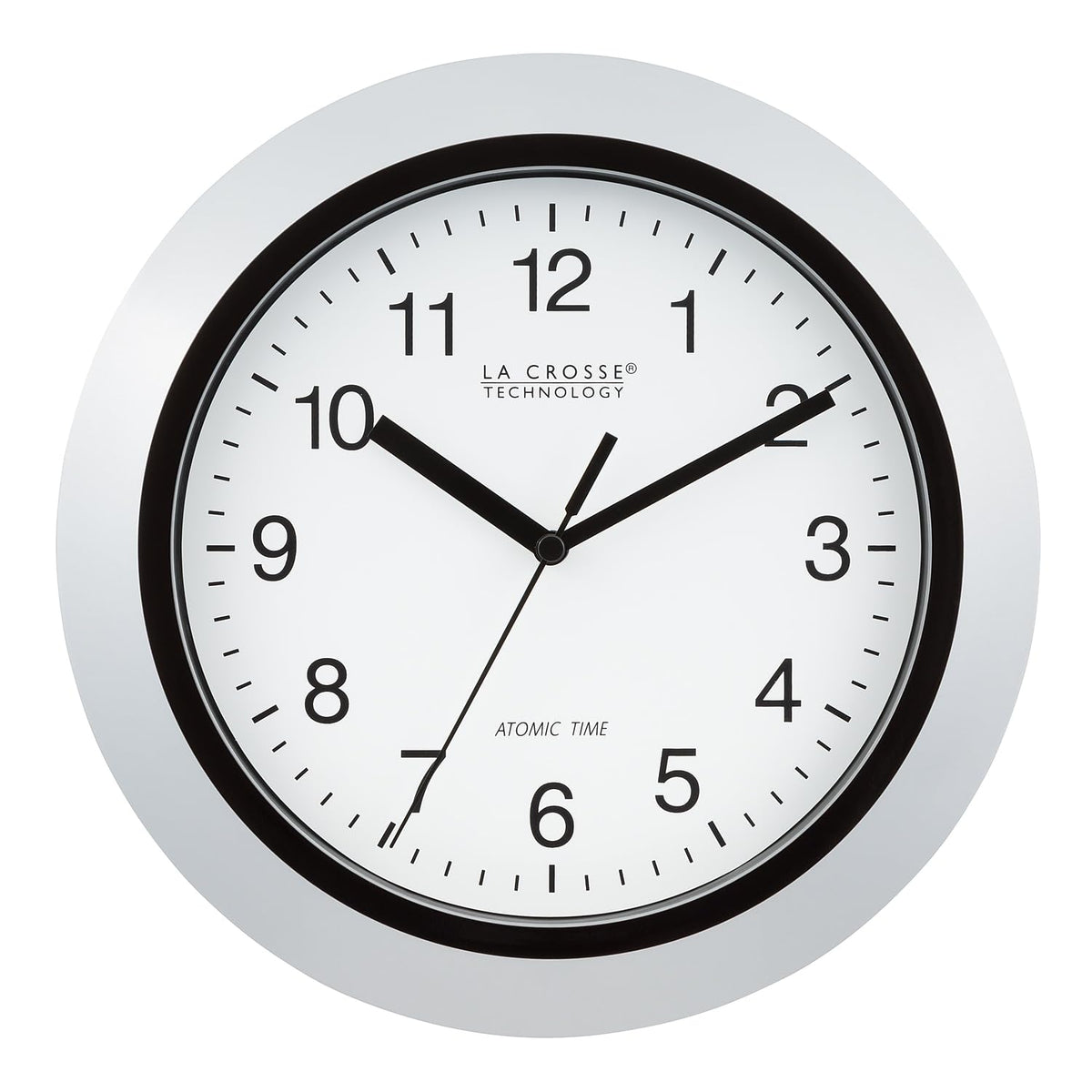 Inspired Nelson Style Atomic Analog Wall Clock, 10", Silver
