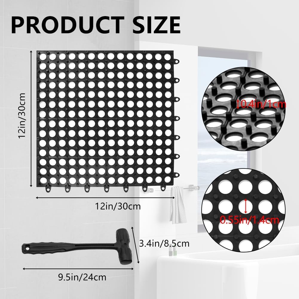 15 Pack Garage Floor Tiles, 12x12 Inch Interlocking Drainage Tiles
