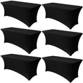 6 Pack Stretch Spandex Table Covers for 6 Foot Tables, Black