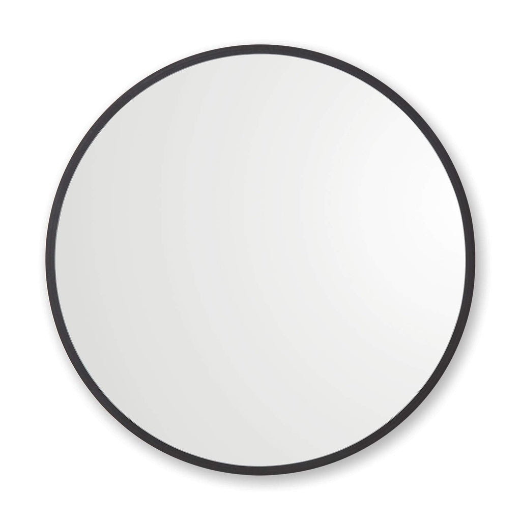 30" x 30" Black Rubber Framed Mirror | Round Bathroom Wall Mirror