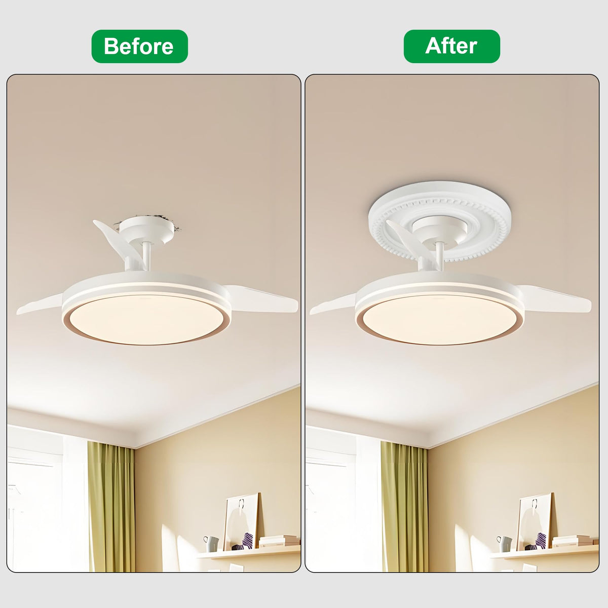 Ceiling Medallion 12-1/2" OD x 3-15/16" ID x 1-3/8"P, Ceiling Decorative Molded Round Ceiling Medallions for