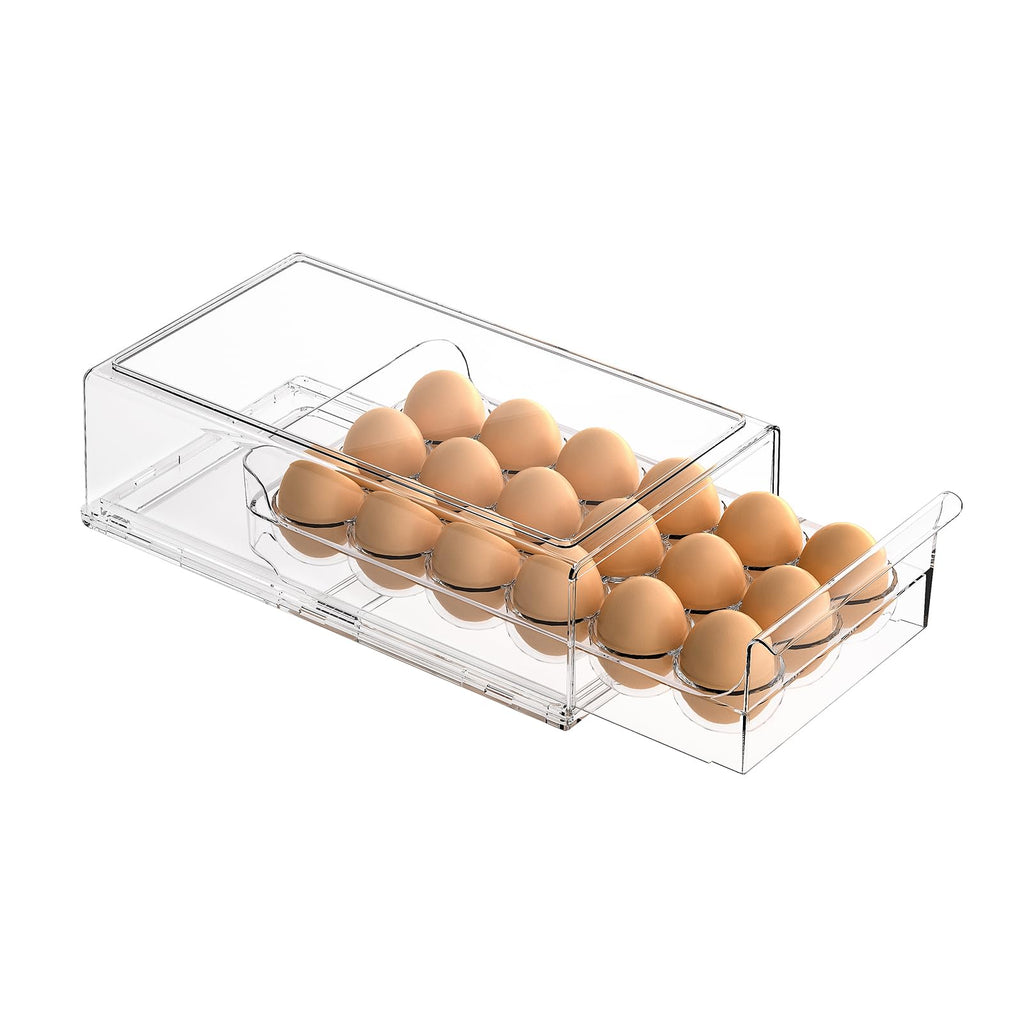 Egg Container for Refrigerator BPA Free Refrigerator Organizer Bins,Stackable Egg Holder for Refrigerator,18 Egg