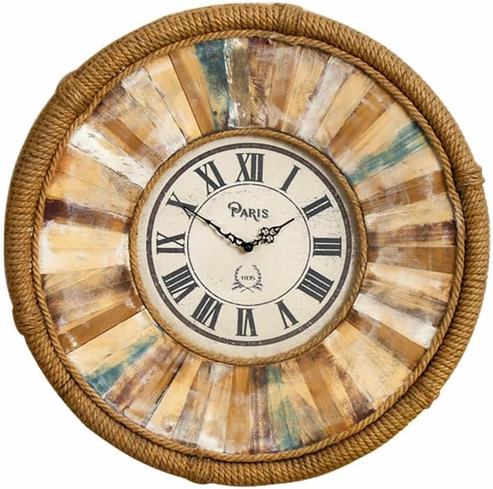 Vintage 24 Inch Wall Clocks,Quartz Silent Non Ticking,Battery Operated,Roman Numeral Style,for Bedroom