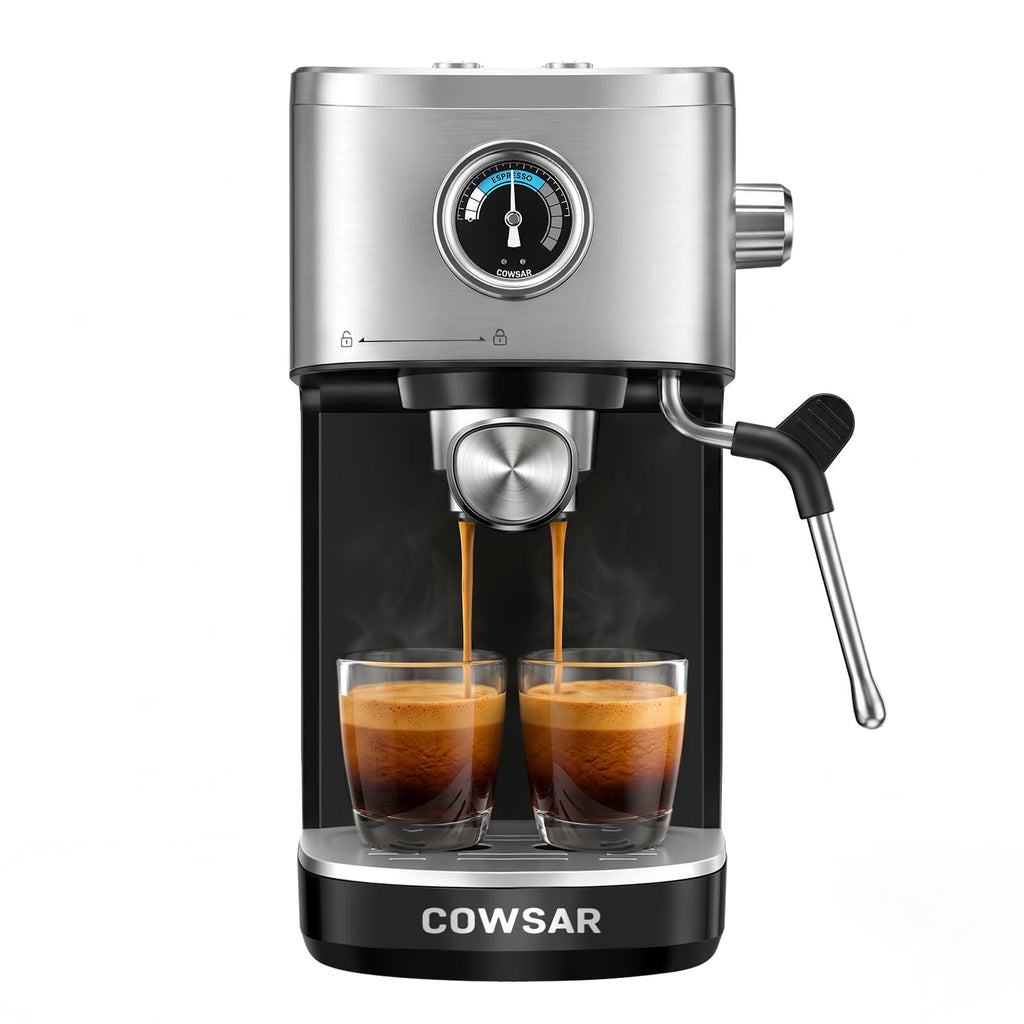 20 Bar Espresso Machine with Fast Heating System, Brew Ready in 5s, 3s Instant Steam, Powders & Capsules, Brews 2+