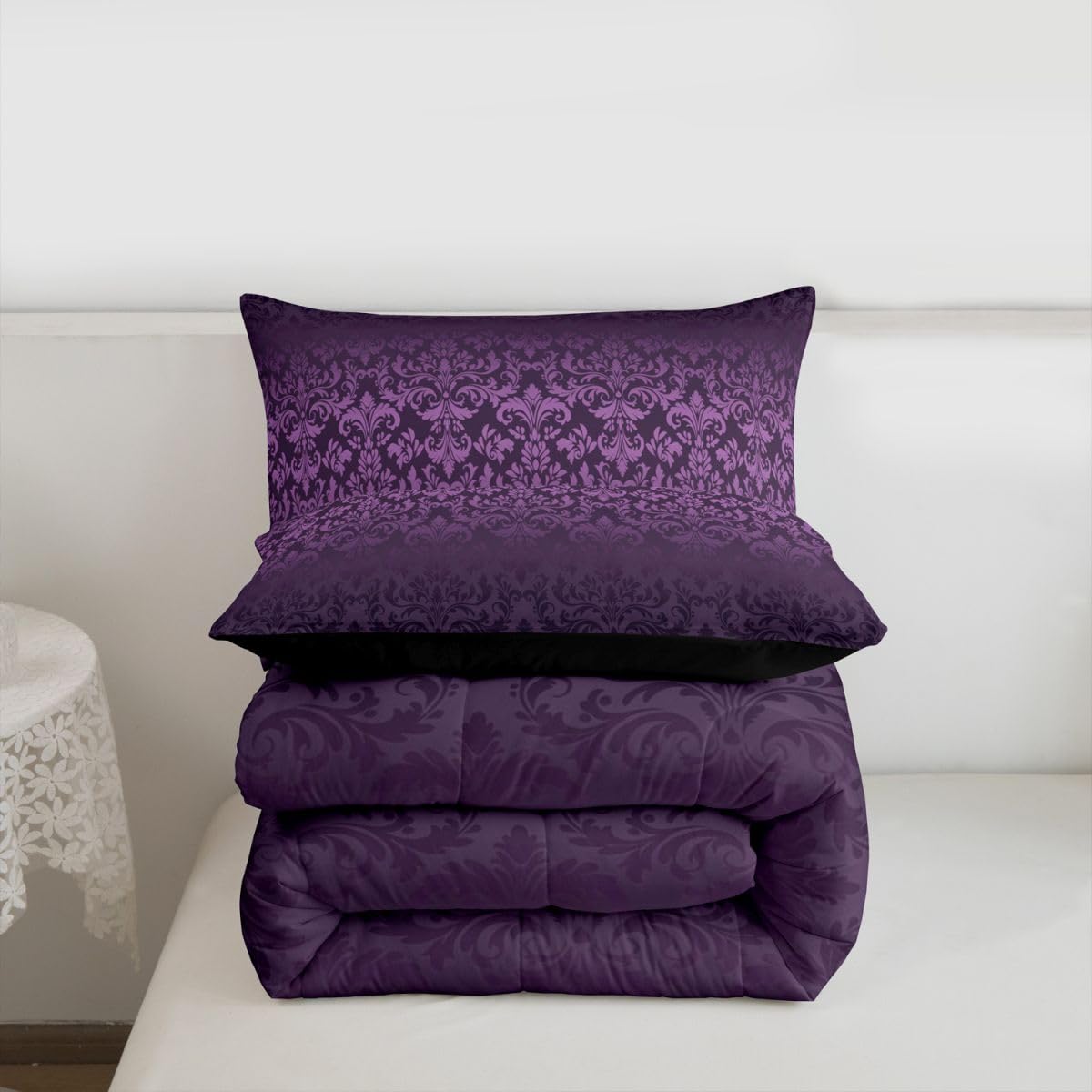 Gothic Damask Comforter Set Vintage Jacquard Bedding Set