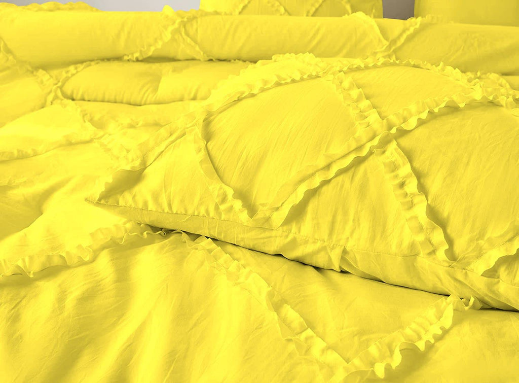 5 Piece Luxury Diamond Ruffle Comforter Set Premium Super Soft 500 GSM All Season Pintuck 1000 Thread Count, 100%