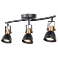 3 Light Foldable Track Lighting Kit, Matte Black Brass Finish Pivot Shades Rotatable Arm with GU10 Socket Modern