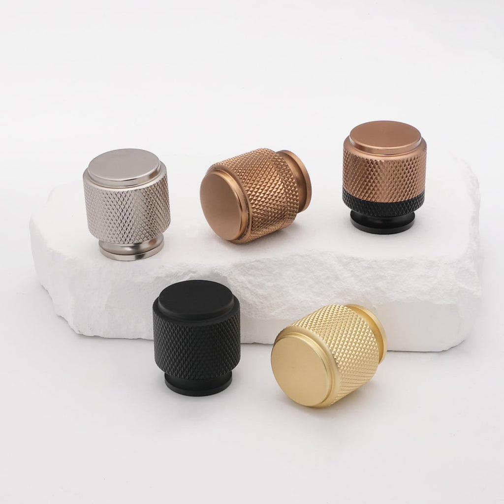 30 Pack Matte Black Cabinet Knobs - Knurled Drawer Handles Hardware, Cabinets, Cupboards