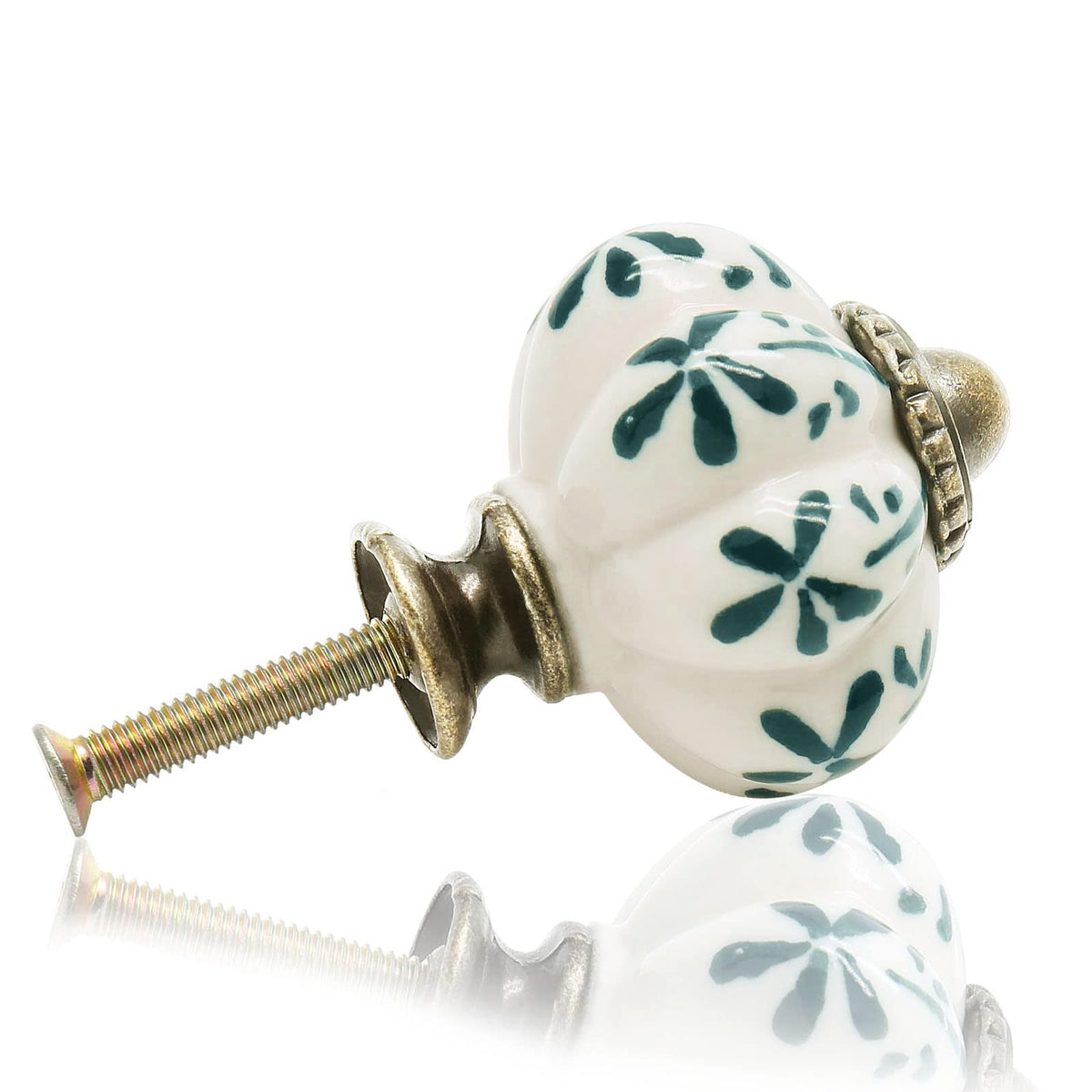 12pcs Ivory Pumpkin Knobs, Leaf Pattern Cabinet Knobs