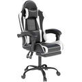 Gaming Chair with Headrest and Footrest, White
