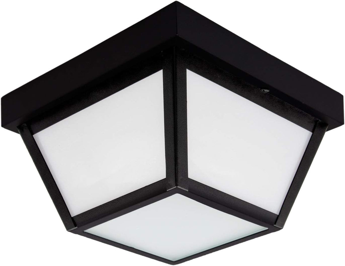 9" Black LED Outdoor Porch Ceiling Light Fixture, 1000 Lumens 3000K | Frosted Lens, 3000K Warm White, Wet Rated