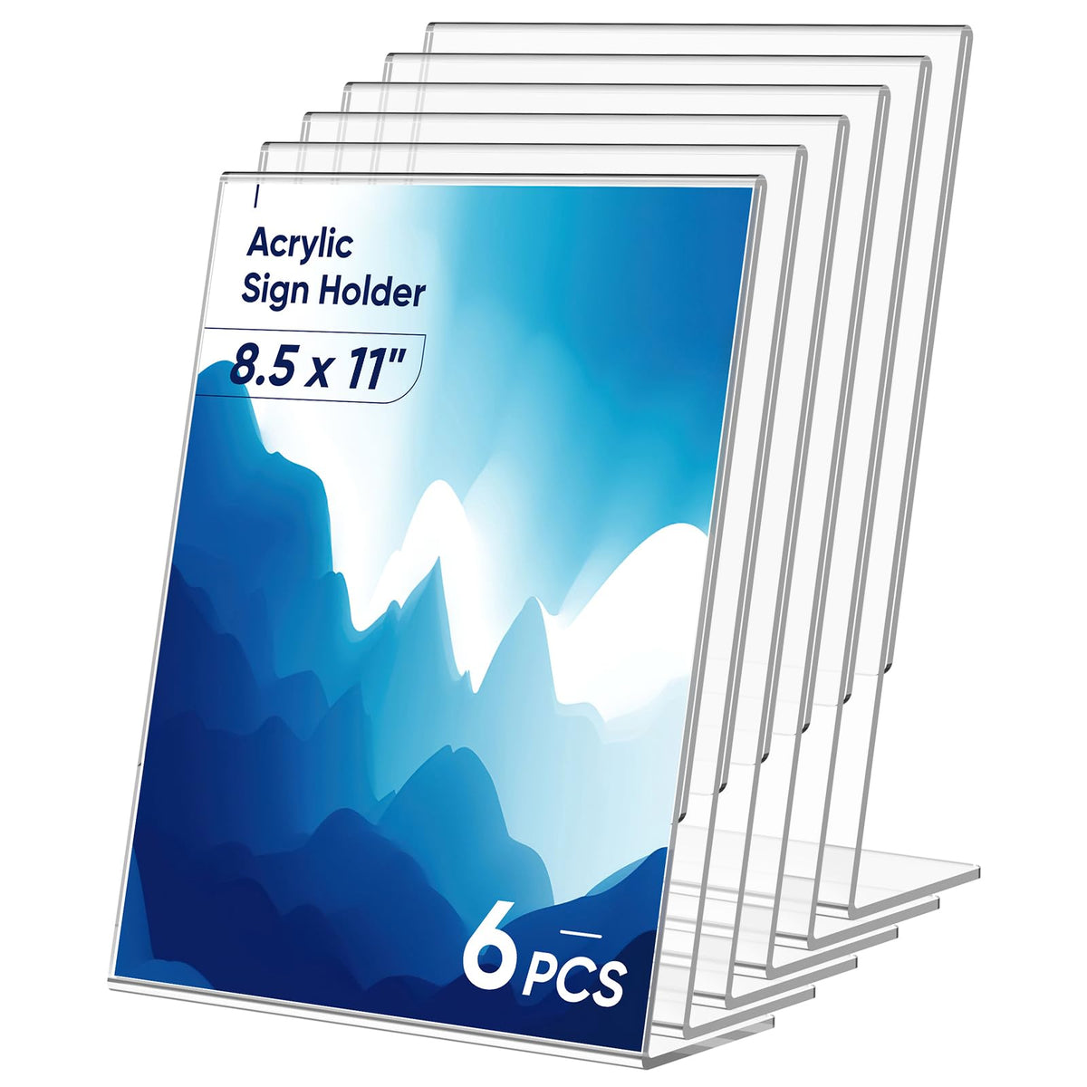 6 Pack Acrylic Sign Holder 8.5x11 Inches, L-Shape Flyer Holder Stand
