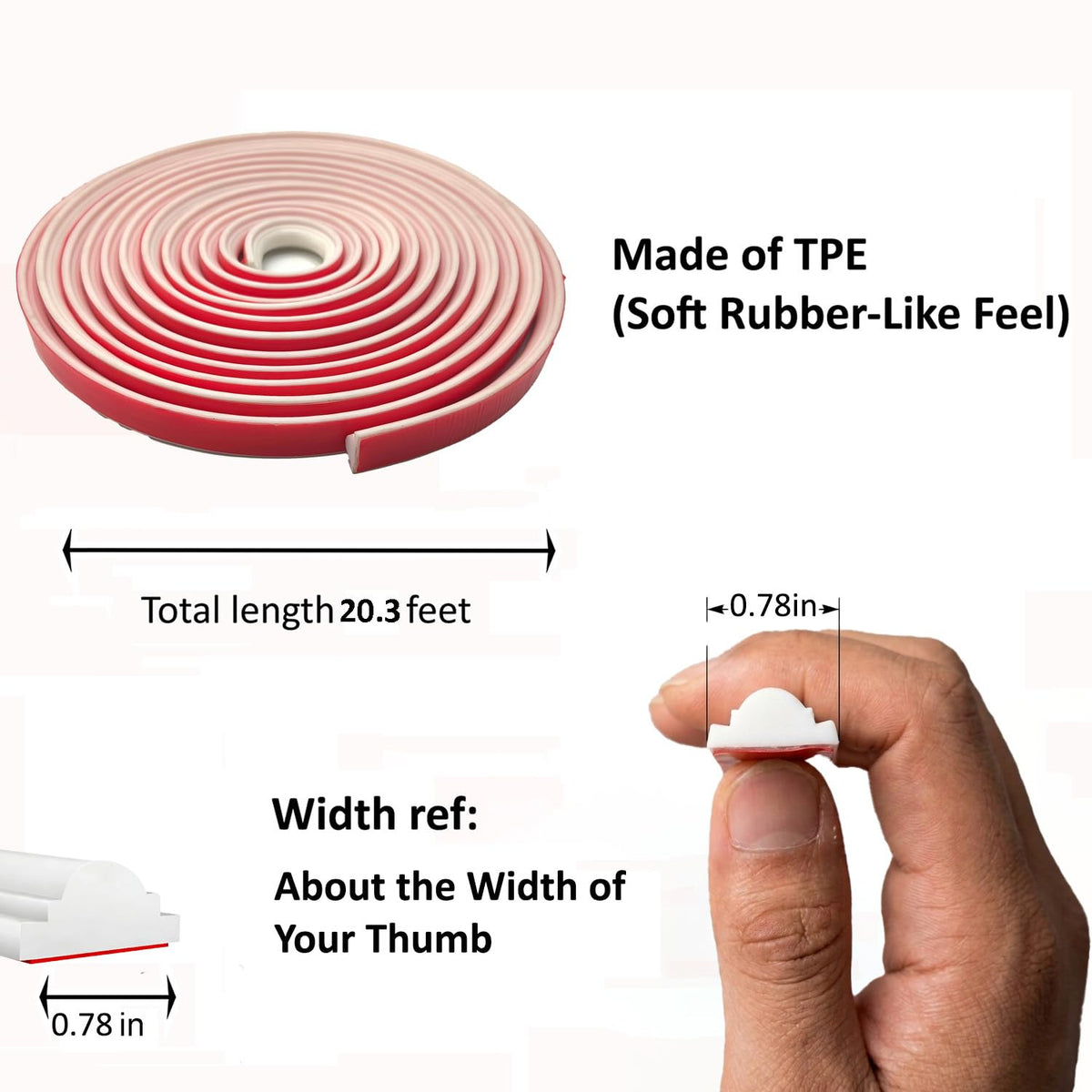 20FT Peel and Stick Door Trim, Flexible TPE Molding for Door Makeover