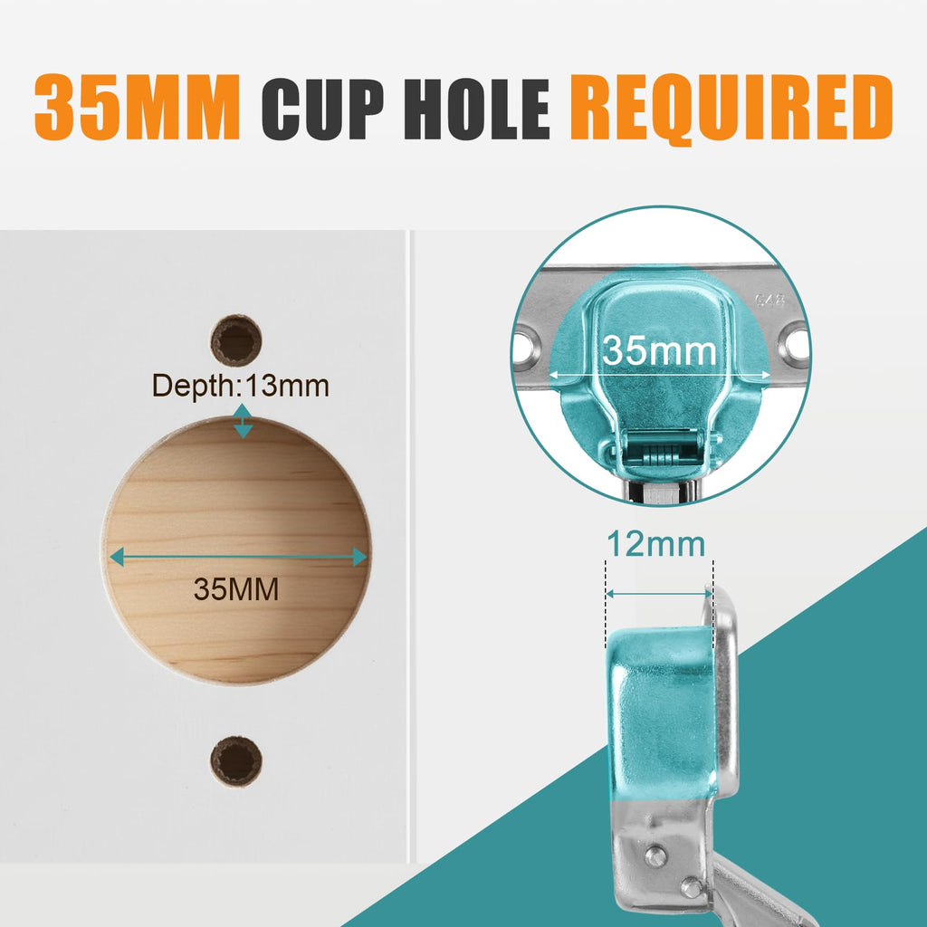 Soft Close Hinges for Frameless Cabinets, 110° Full Overlay, 10 Pack