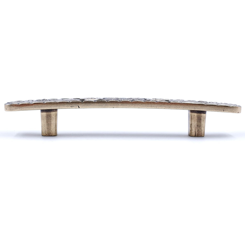 Bridged Drawer Cabinet Pulls, 6-Pack Antique Brass 3" Hole Centers, Antique Peony Solid Cast, TG0115AB076