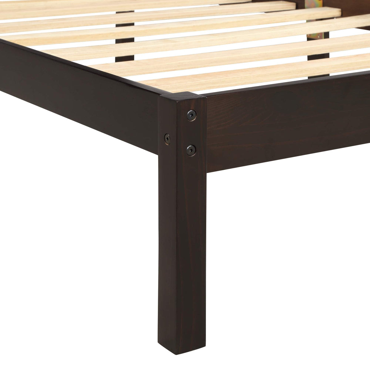 Platform Bed with Headboard, Rustic Wooden Bed Frame with Slat, No Box Spring Needed, Espresso