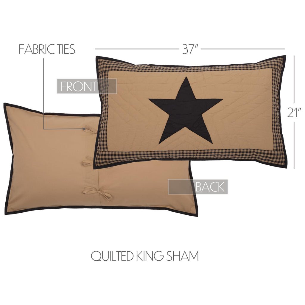 Black Check Star 4 Piece Luxury Quilt Set (1 Quilt, 2 Shams, 1 Bed Skirt)