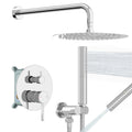 Shower System with 10 Inch Round Rain Shower Head and Handheld Wall Mounted, High Pressure Rainfall Shower Faucet