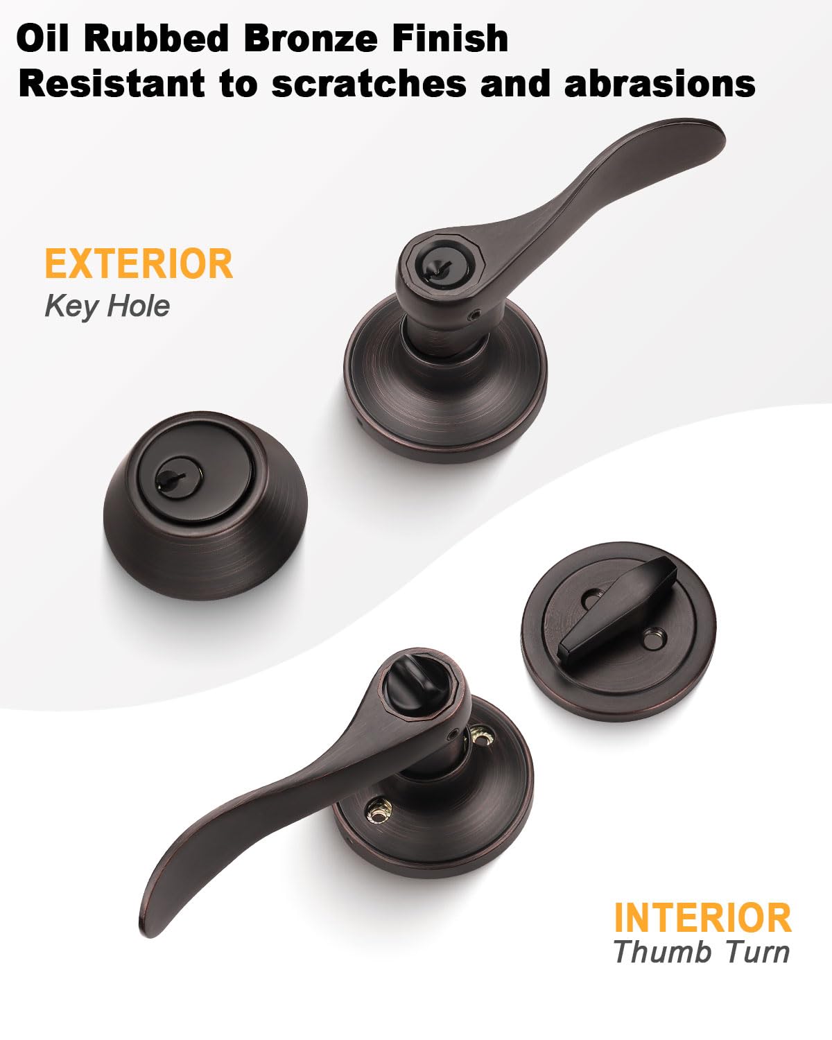 Front/Exterior Door Lever Lockset with Single Cylinder Deadbolt, 1 Pack Keyed Alike Oil Rubbed Bronze Combination