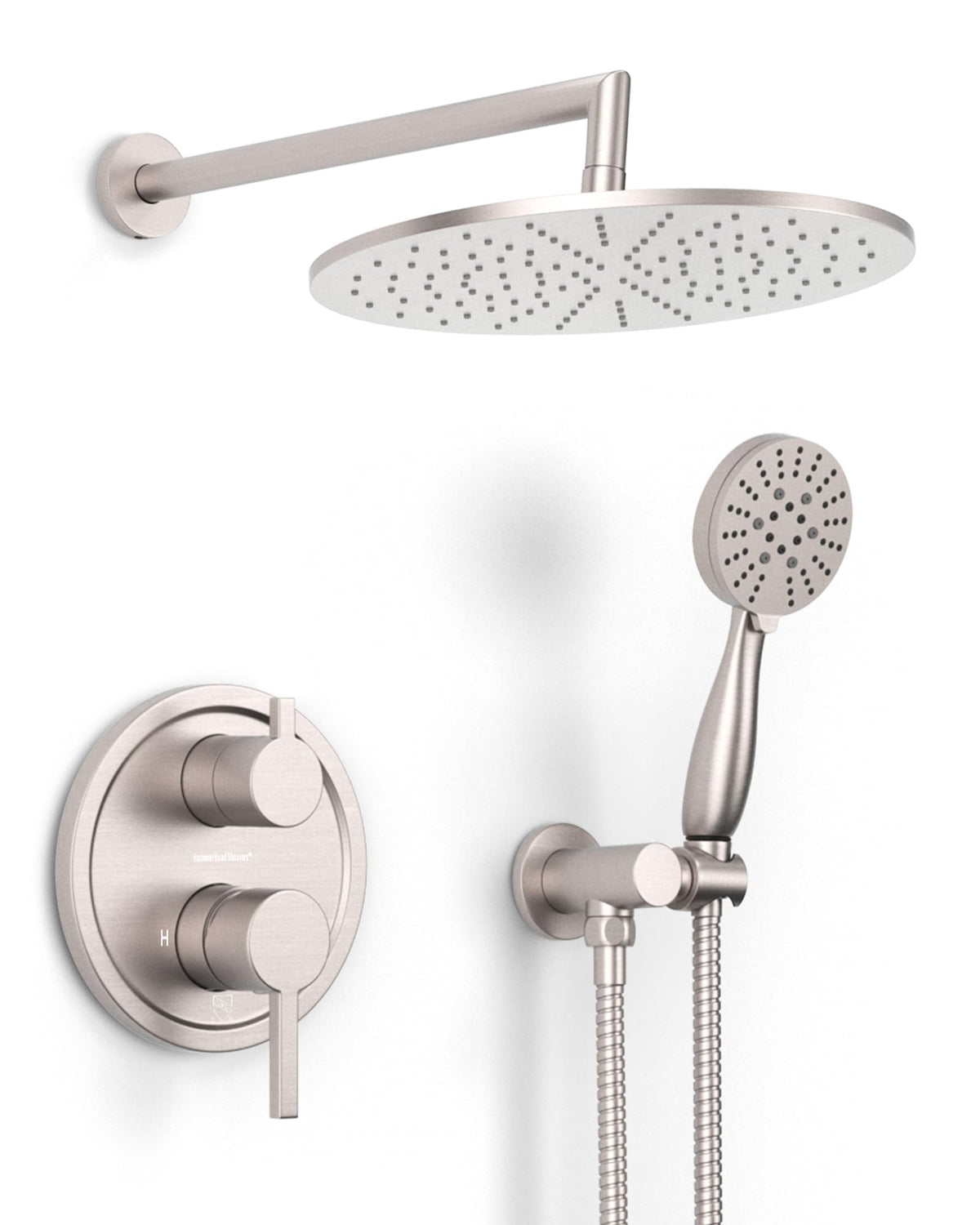 Metal Rain Shower System with Handheld, Valve and Trim Kit