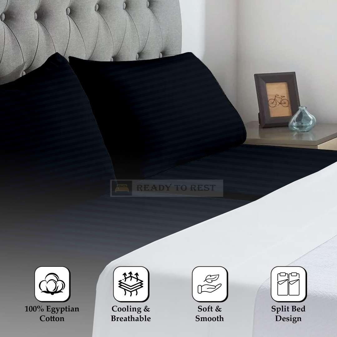 100% Egyptian Cotton Split King Sheets Sets for Adjustable Bed 5 Piece, Fits Mattress Upto 16" Deep, Hotel Luxury