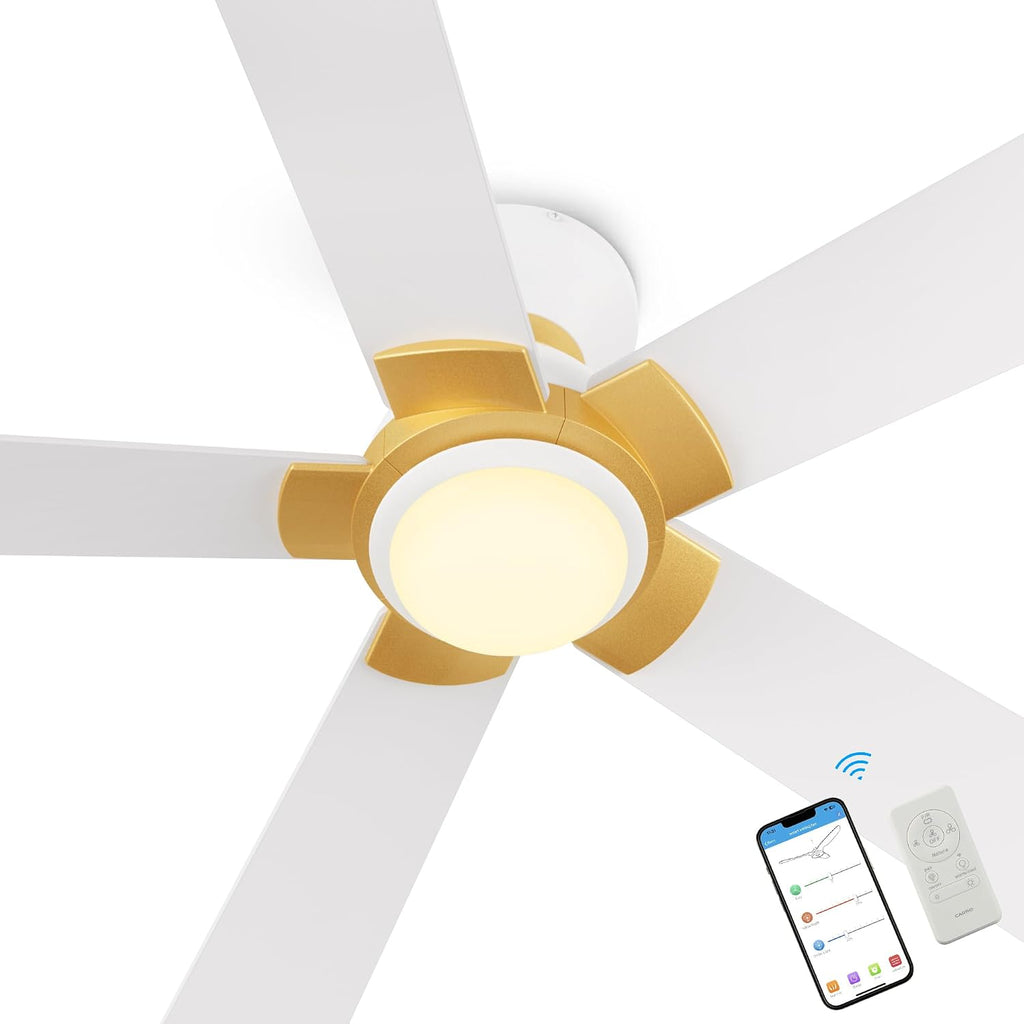 52" Smart Flush Mount Ceiling Fan with Light & Remote