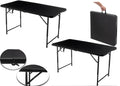 Set of 2, Fold-in-Half Folding Utility Table 4Feet Lightweight Height Adjustable Portable Carrying Handle Indoor