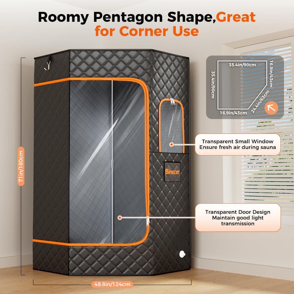 Portable Steam Sauna, Large Sauna Box, Portable Sauna for Home, Sauna Tent with 3L 1200W Steamer, 15 Levels