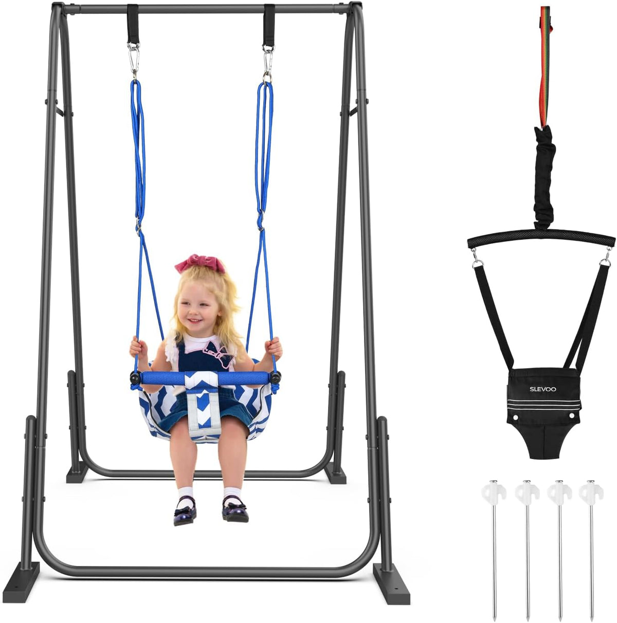 2 in 1 Baby Jumper Swing, Toddler Swing 6 Months to 6 Years Black