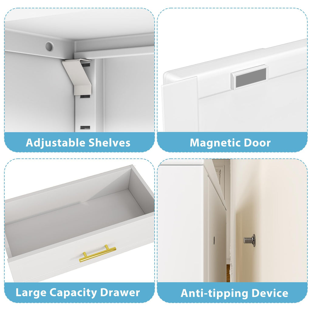 Metal Armoire Wardrobe Closet, 70.5" Bedroom Clothing Storage Cabinet