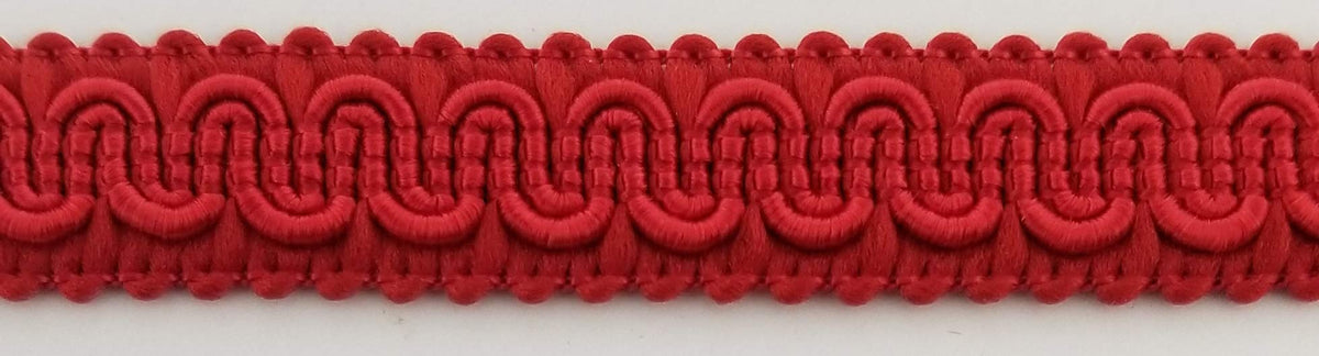 1/2" Scroll Braid Gimp w/Backing - 10 Continuous Yards - Many Color Options! (Red)