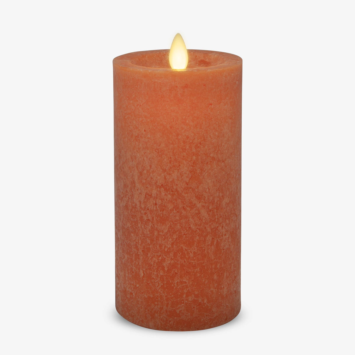 Sea Glass Flameless Candle, Harvest Pumpkin 3" x 6.5", Moving LED Flame Pillar with Timer, Battery Operated, Real
