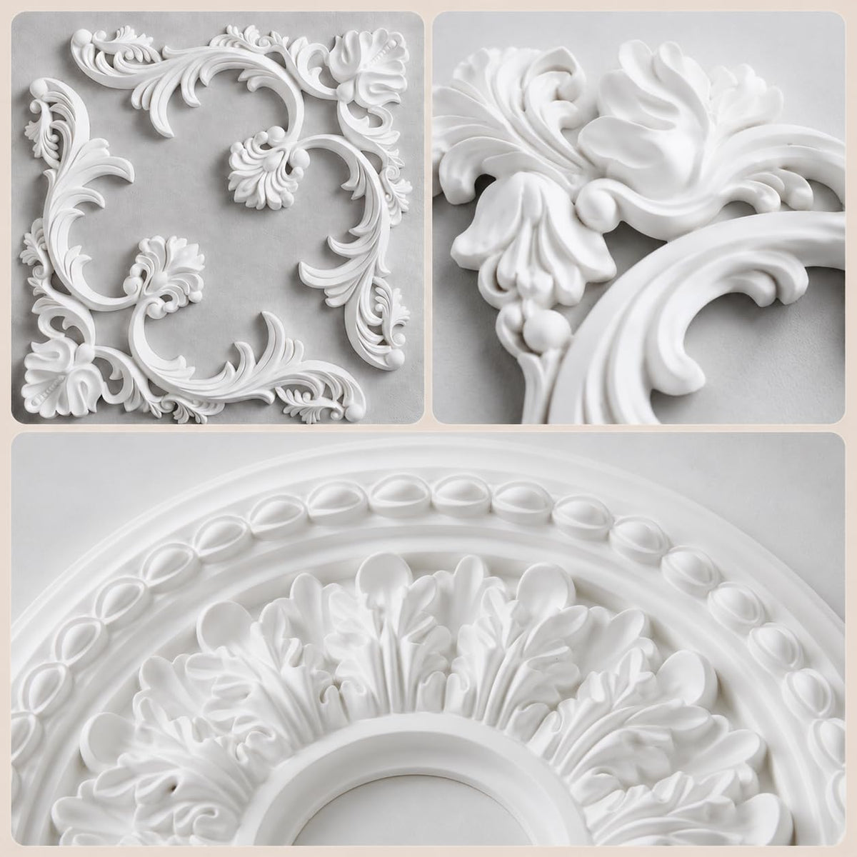 40 Inch Ceiling Medallion for Chandelier, 4-Piece Molding Kit