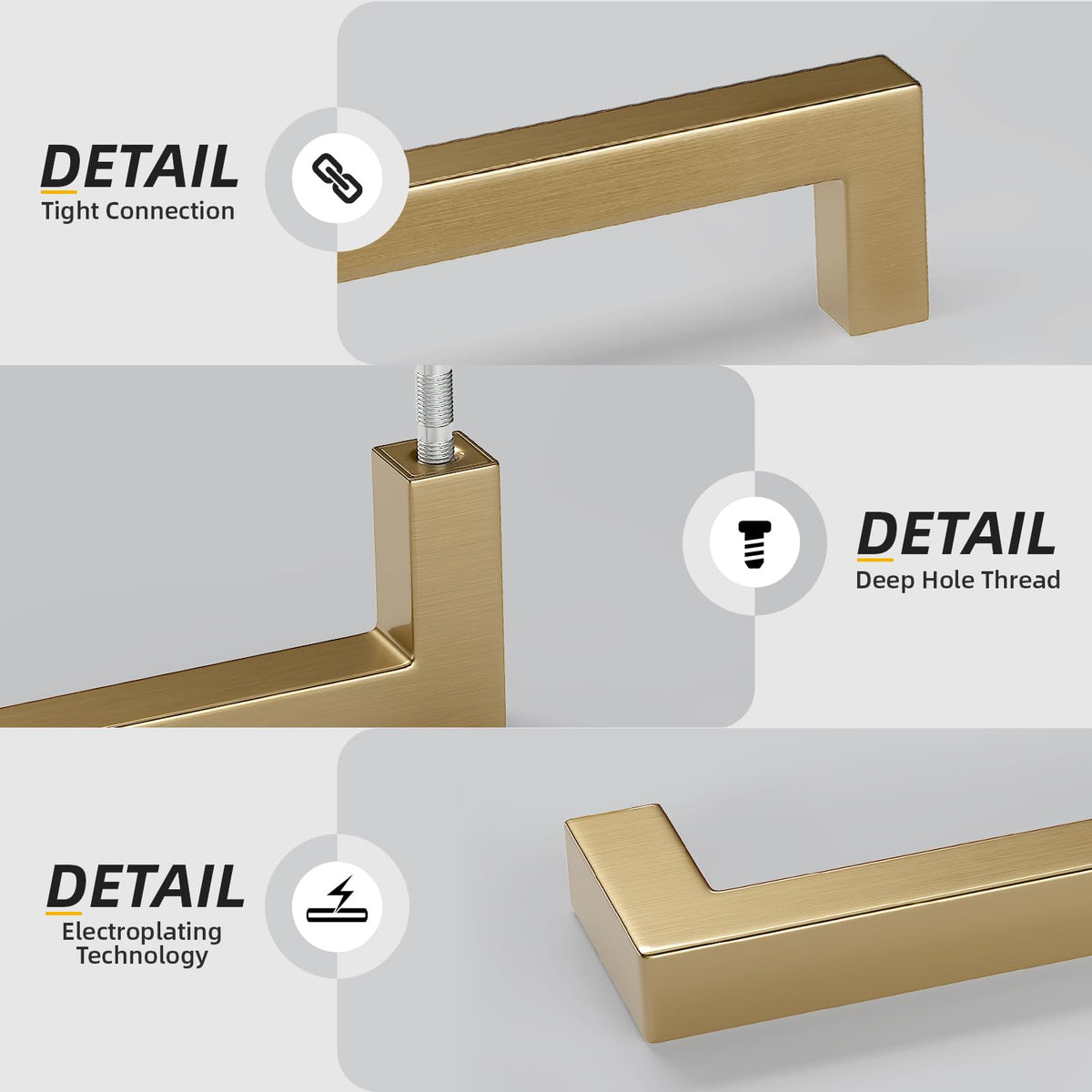 50 Pack 10 Inch Champagne Bronze Cabinet Pulls Square Handles