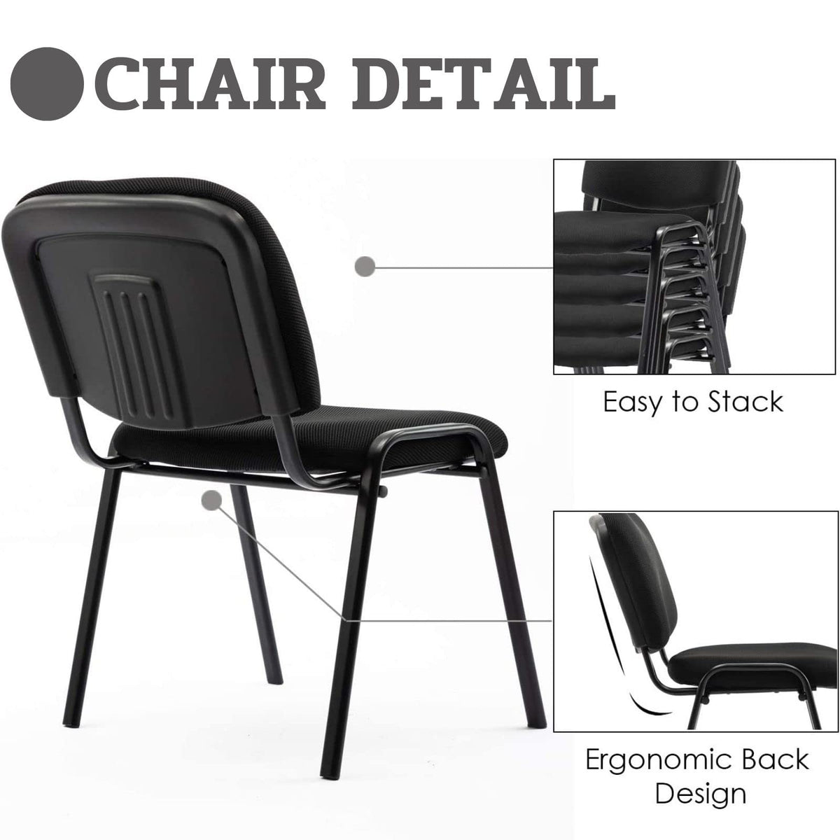 Stackable Chairs, Waiting Conference Room Office Reception Chair Armless Guest Stacking Chair for Breakroom Banquet