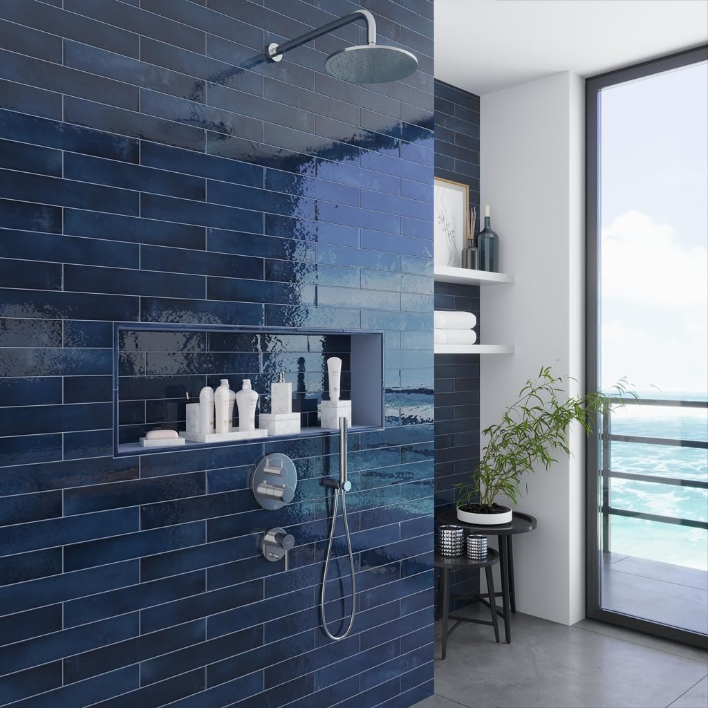 Subway Ceramic Tile Navy Blue 2.56x15.75 Glossy 10.76 sq ft/case 38-Pack