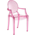 Casper Modern Acrylic Stacking Kitchen and Dining Room Arm Chair in Pink - Fully Assembled