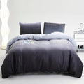 Gray White Gradient Comforter Set Gray Velvet Bedding Comforter Modern Plain White and Deep Gray Gradient Soft