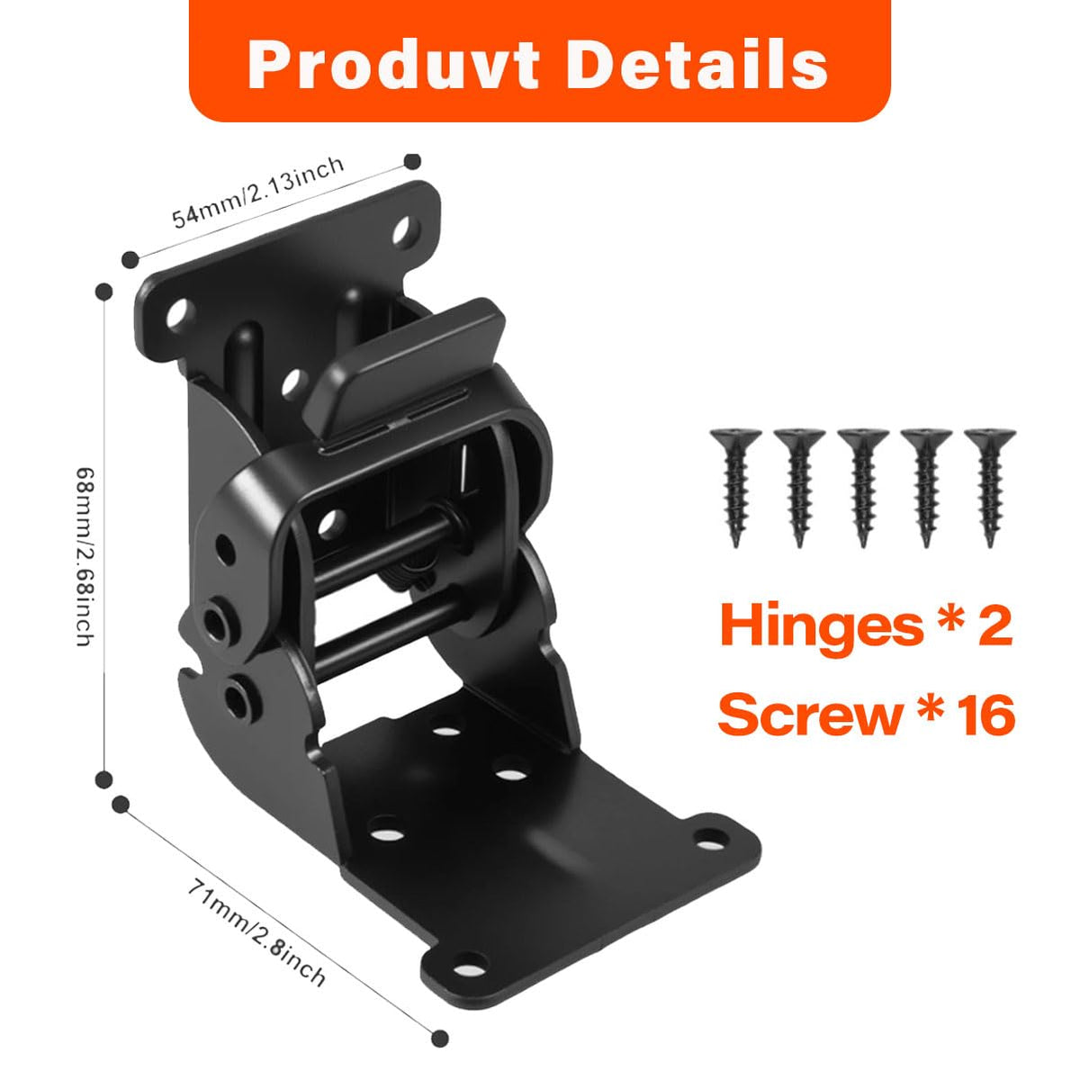 Folding Brackets, 0-180 Degrees Self-Lock Hinge with Screws Black