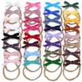 Velvet Bow Soft Stretchy Headbands for Newborn Infant Toddlers Hair Bow Elastic Bands Baby Girls Nylon Hairband