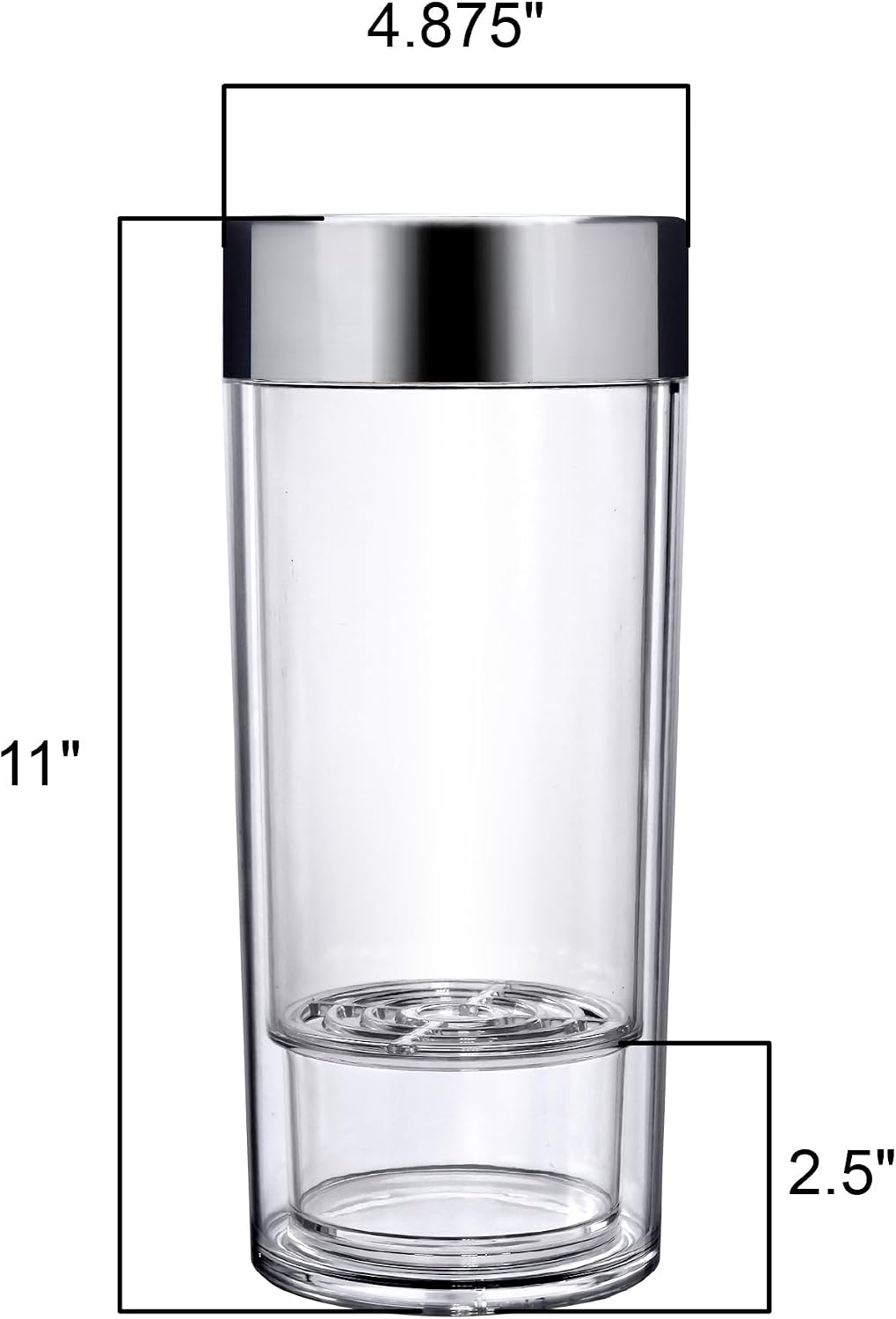 VinoChill - Acrylic Double-Wall Wine Chiller with Ice Chamber, Clear Plastic Insulated Champagne Bucket with Enhanced
