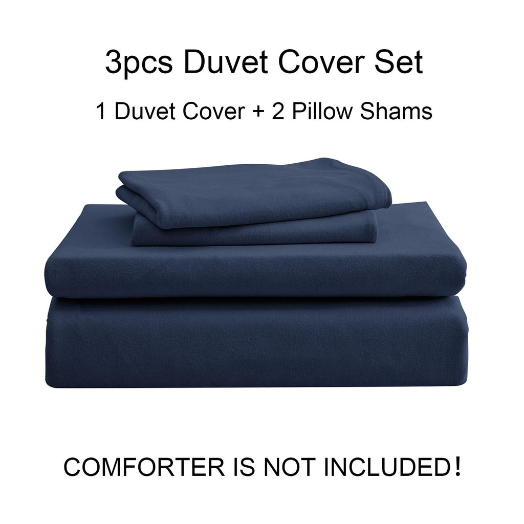 ERA Jersey Knit Duvet Cover Set Solid Navy Blue