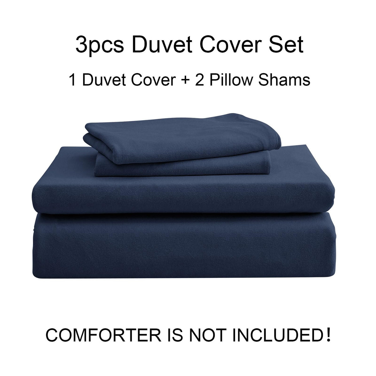 ERA Jersey Knit Duvet Cover Set Solid Navy Blue