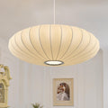 Inspired Nelson Style Lantern Pendant Light White Imitation Silk Bubble Saucer 23.6in