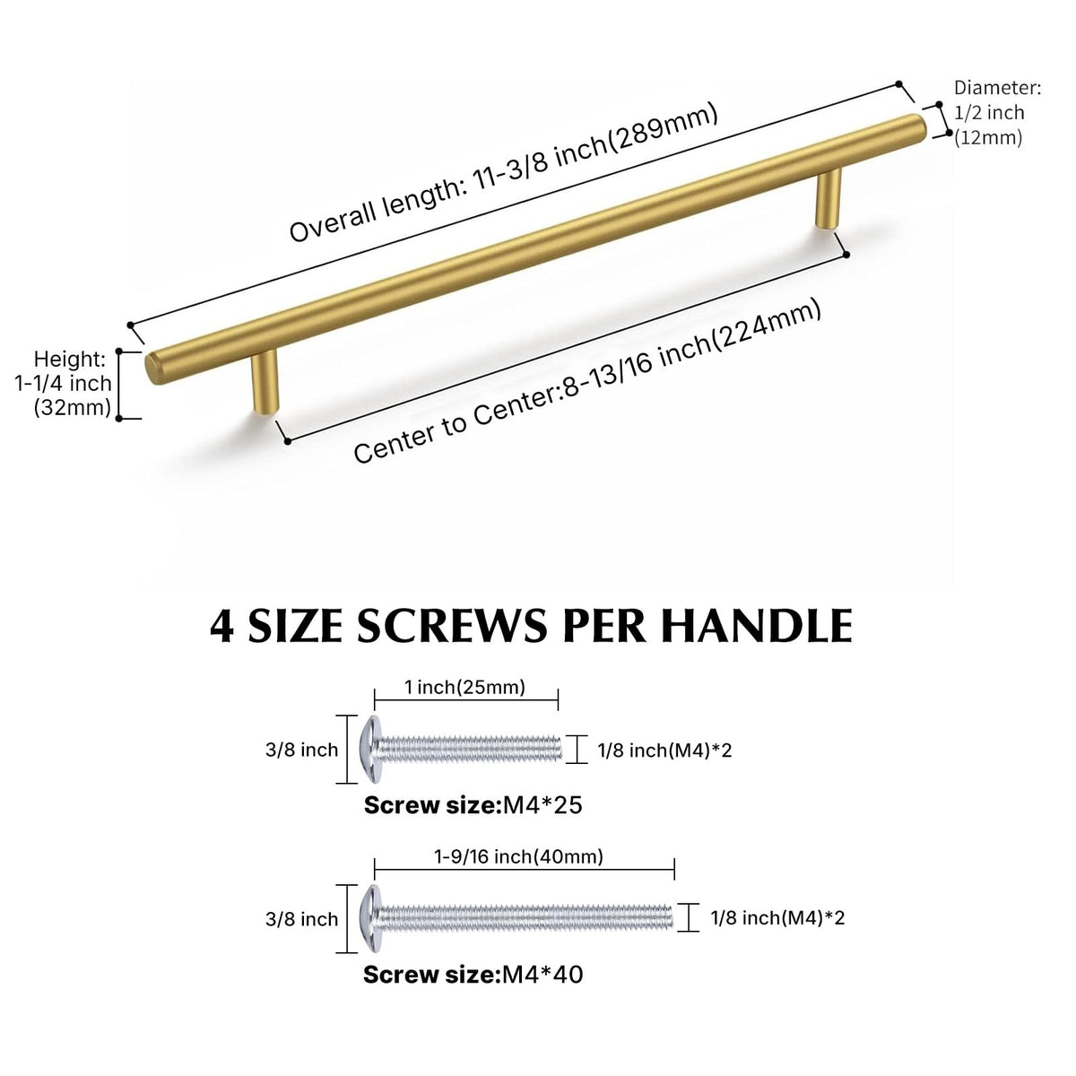 50 Pack 8-4/5in Gold Cabinet Handles Cabinet Handles