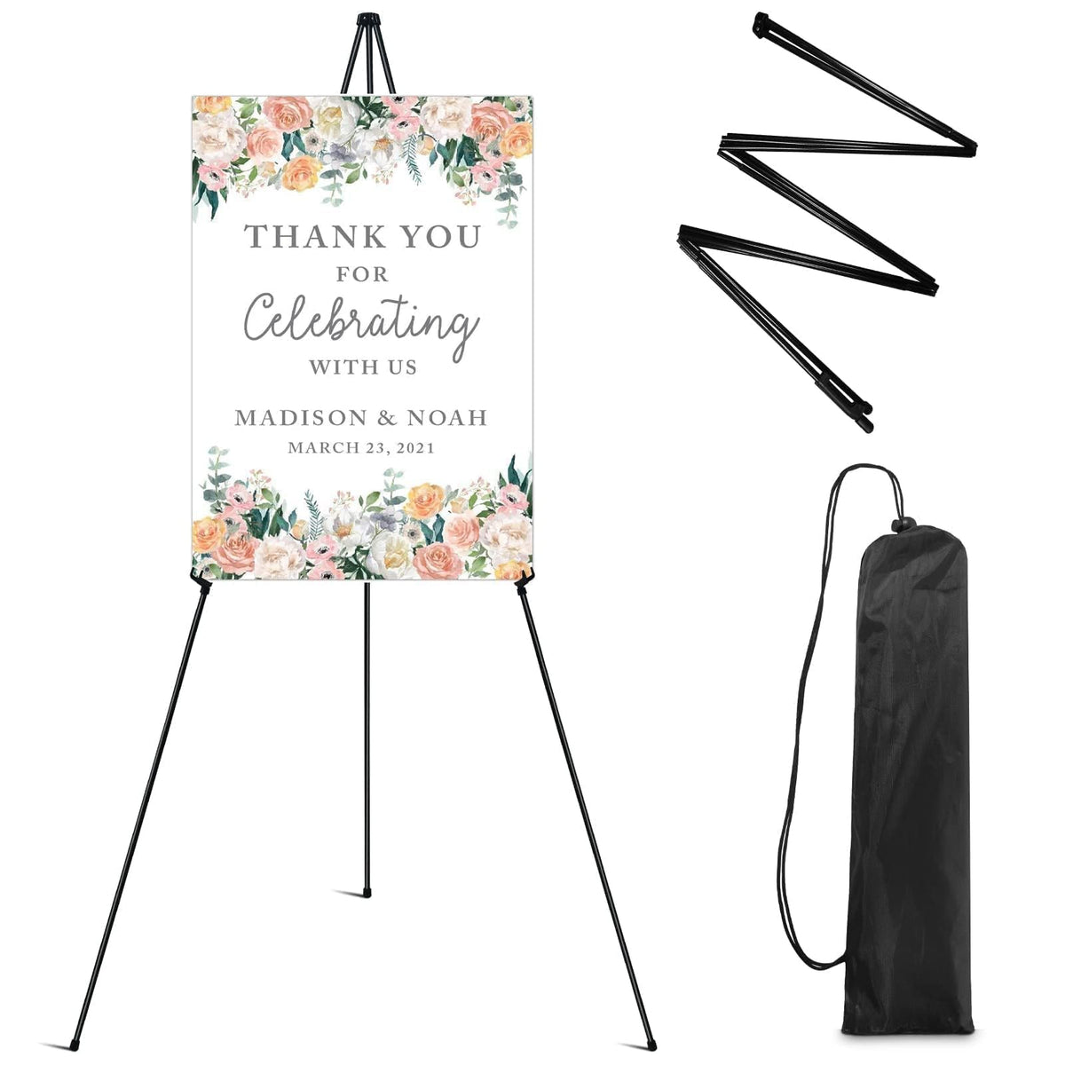 63 Inch Easel Stand for Sign, Poster Stand and Wedding Sign