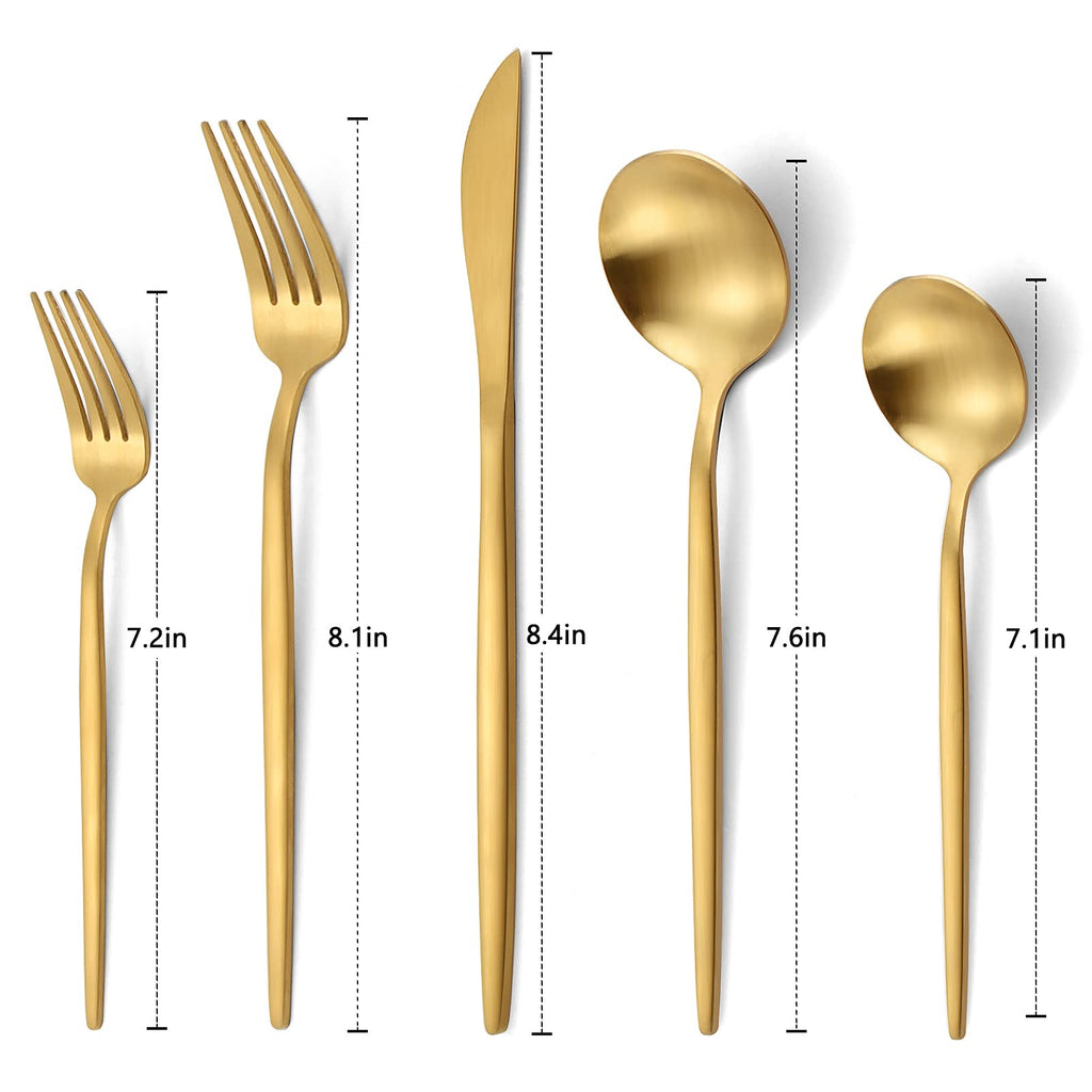 Matte Gold Silverware Set, 60-Piece Stainless Steel Flatware Set, Satin Finish tableware Cutlery Set, Service for 12